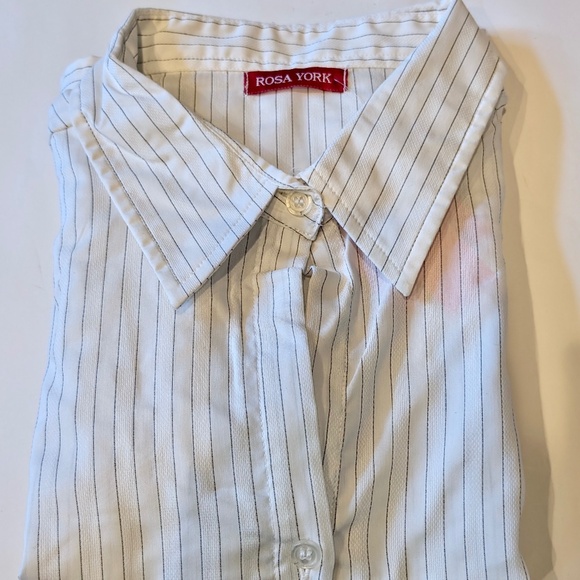 Rosa York Professional Attire White Pinstripe Button Down Top - Picture 4 of 8